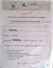 Récipissé de dépôt du dossier CFCE